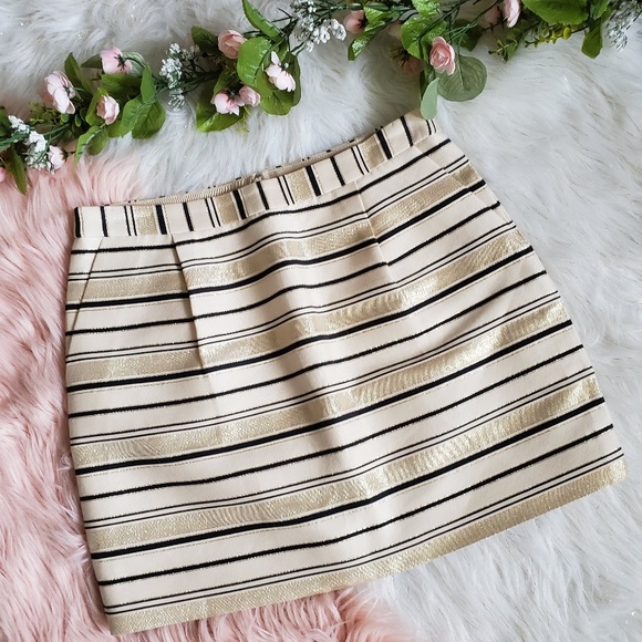 J. Crew Dresses & Skirts - 🌞3/$30! J. Crew Gold and Black Striped Mini Skirt